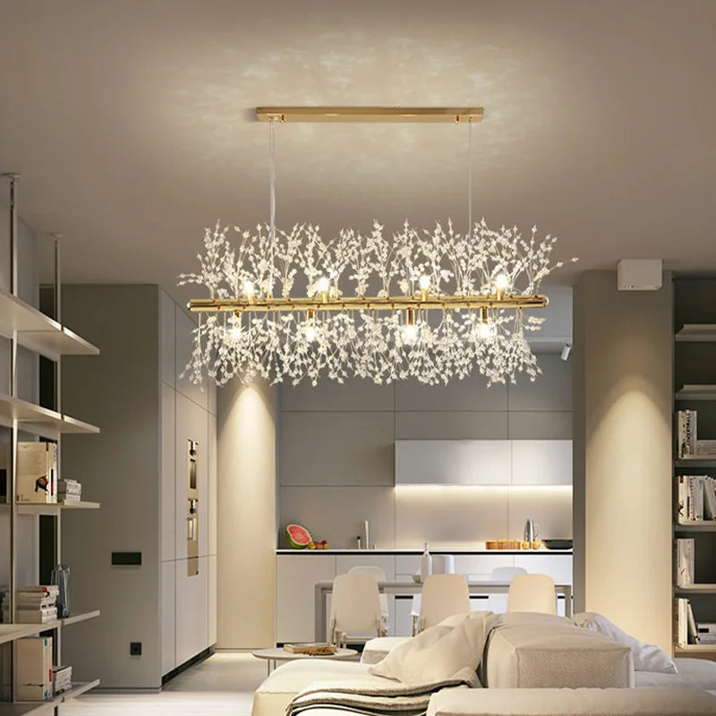 Afralia™ Dandelion LED Chandelier, Modern Crystal Stainless Steel Ceiling Light
