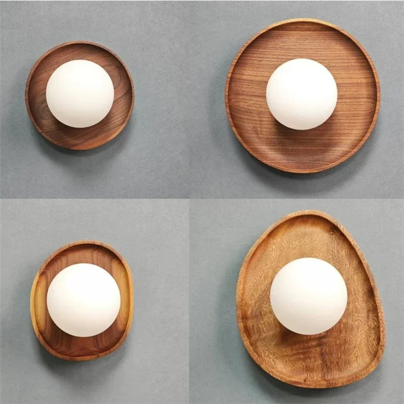 Afralia™ Vintage Wooden Wall Sconce LED Lights for Home Art, Bedroom & Living Room