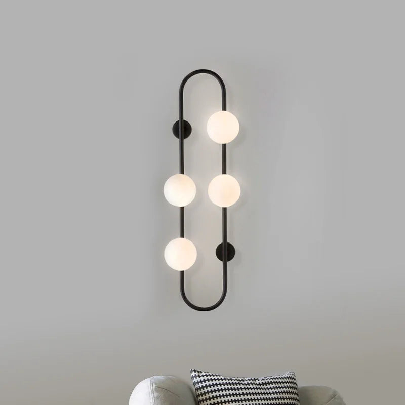 Afralia™ Modern Black Glass Ball Wall Lamp for Bedside Decor