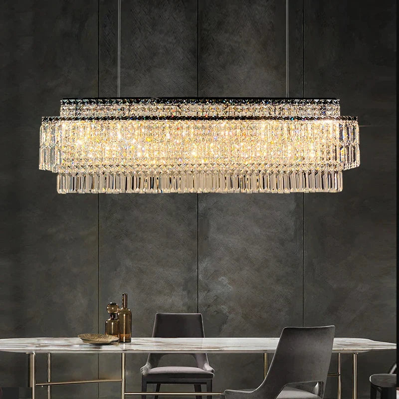 Afralia™ Crystal Chandelier: Modern Rectangle Luxury Dining Room Lighting