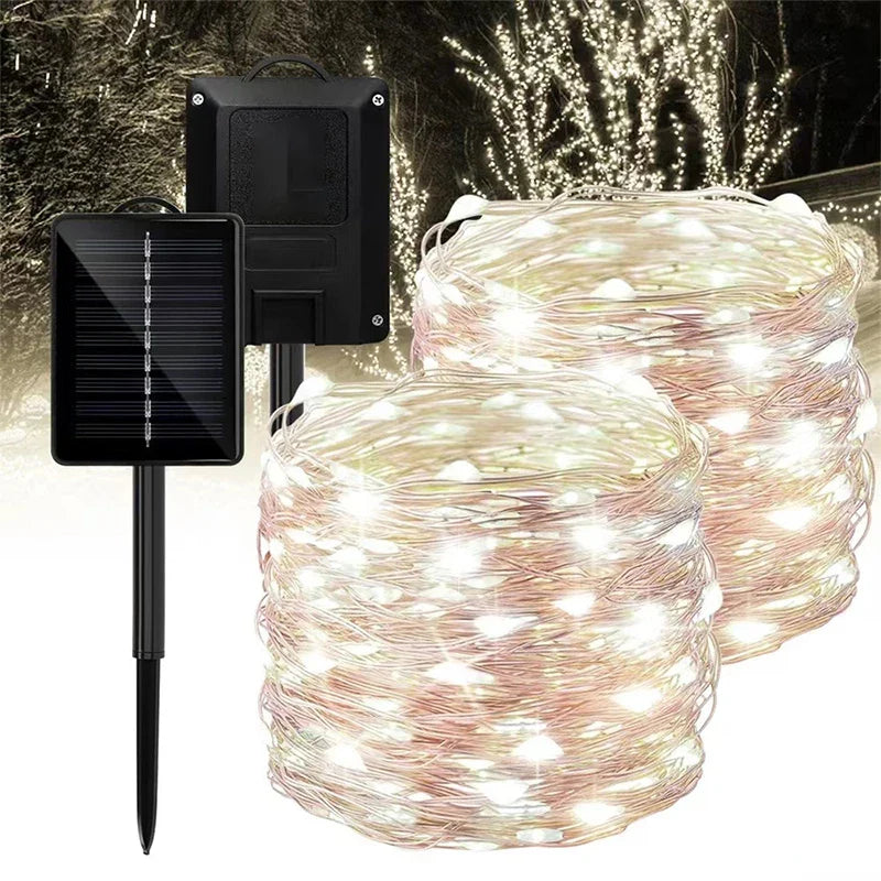 Afralia™ Solar LED Festoon String Lights for Outdoor Garden Fairy Decor