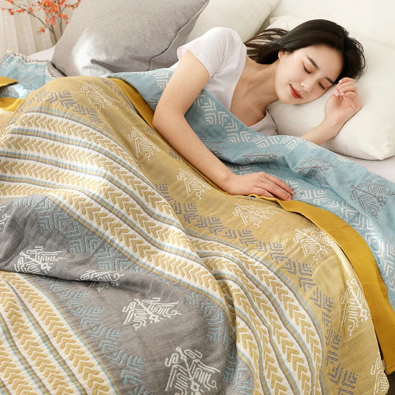 Afralia™ Cotton Gauze Summer Blanket: Soft, Breathable, Cooling Quilt