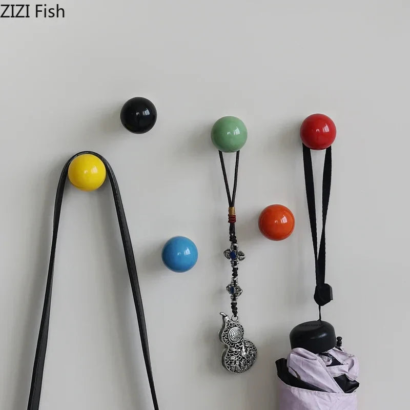 Afralia™ Ceramic Circle Wall Hooks Storage Shelves for Clothing and Hats