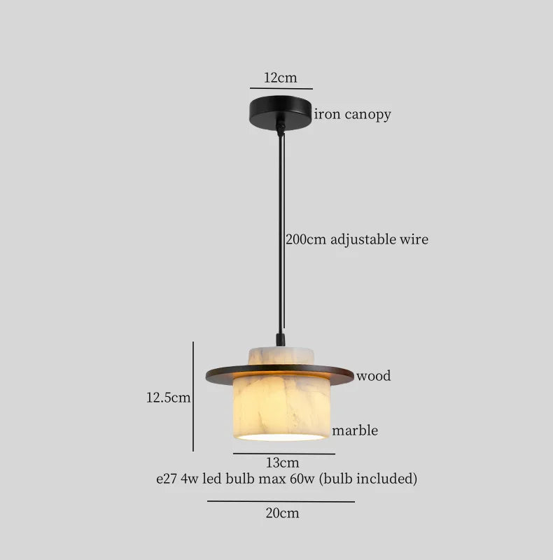 Afralia™ Marble Wood LED Pendant Lamp Modern Interior Nordic Lighting Luminaria