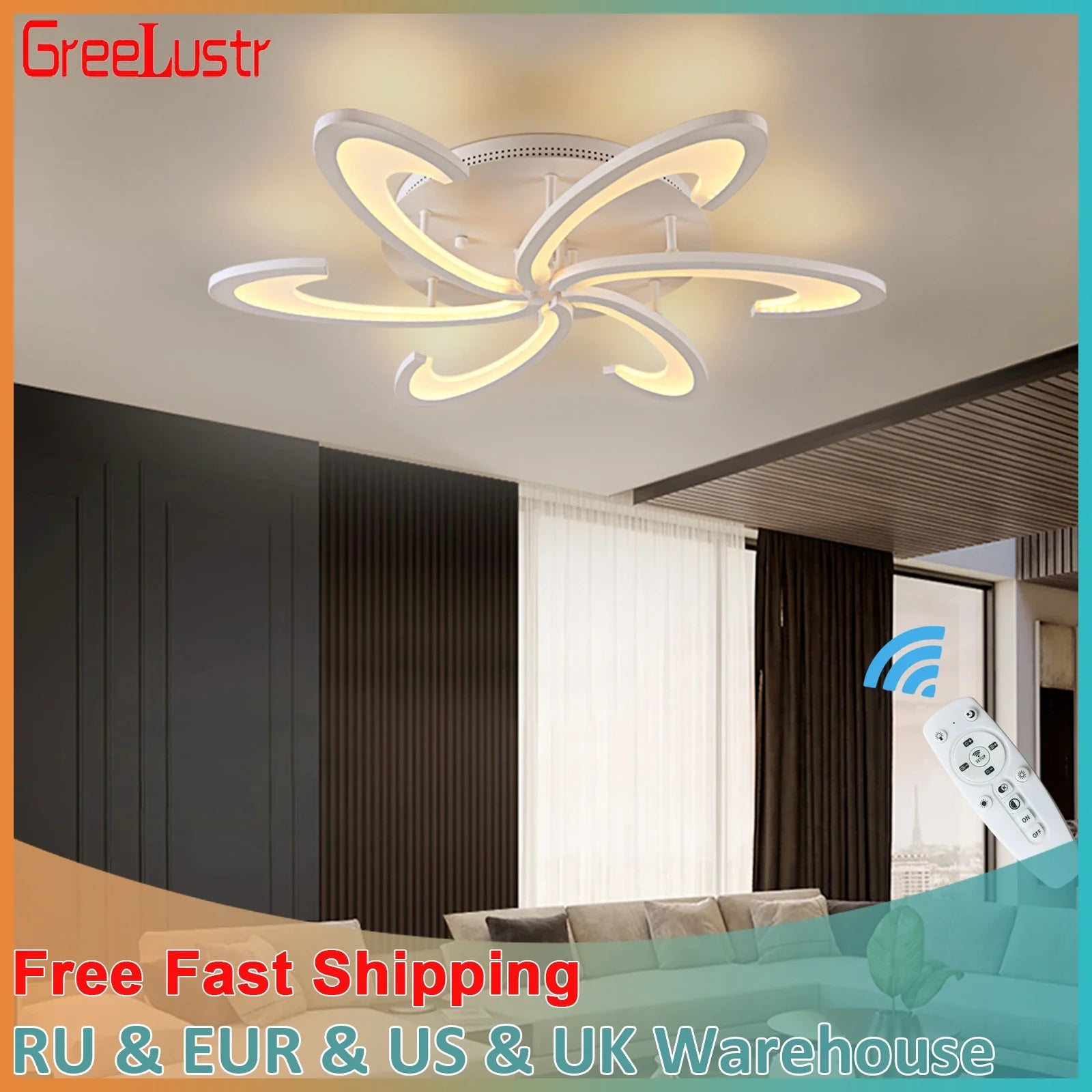 Afralia™ Flower Ceiling Lamp: Modern Chandelier Acrylic RC Dimming Pendant Light Fixture