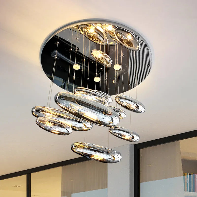 Afralia™ Mercury Collection LED Glass Pendant Lamp - Silver Luxury Designer Lighting