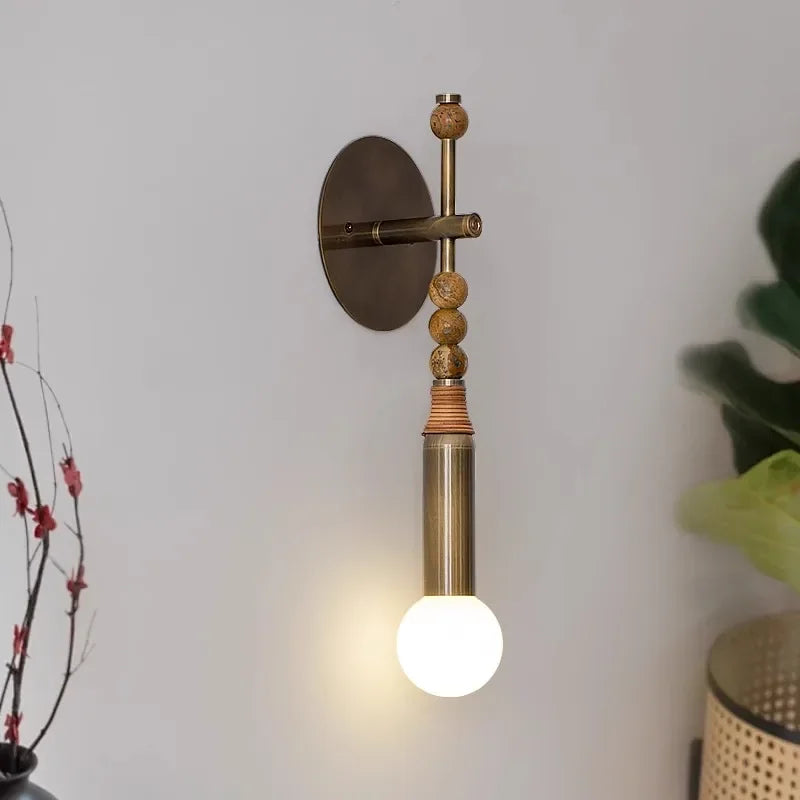 Afralia™ Elegant Marble Copper Wall Lamp for Living Room, Study, Hotel, Restaurant