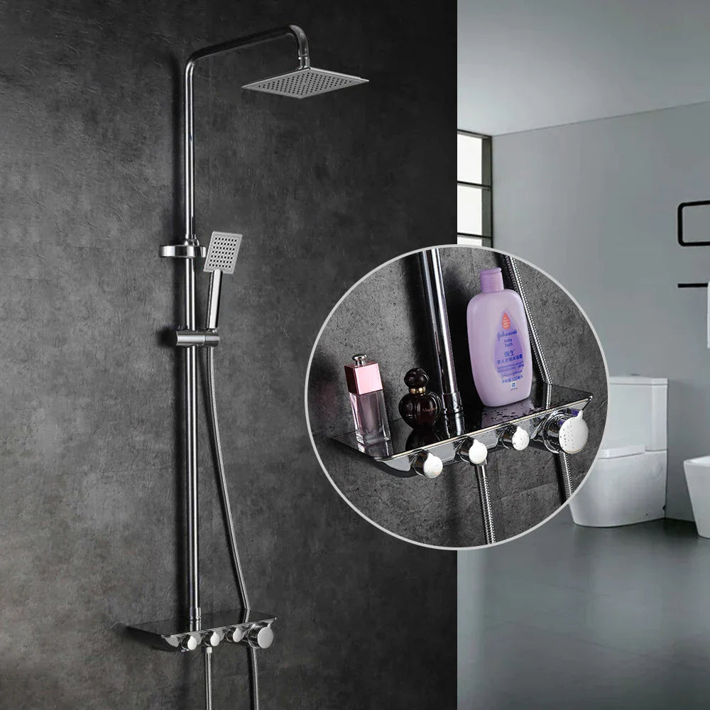 Afralia™ Chrome Rain Shower Faucet Set with Hand Held Brass Shower Head