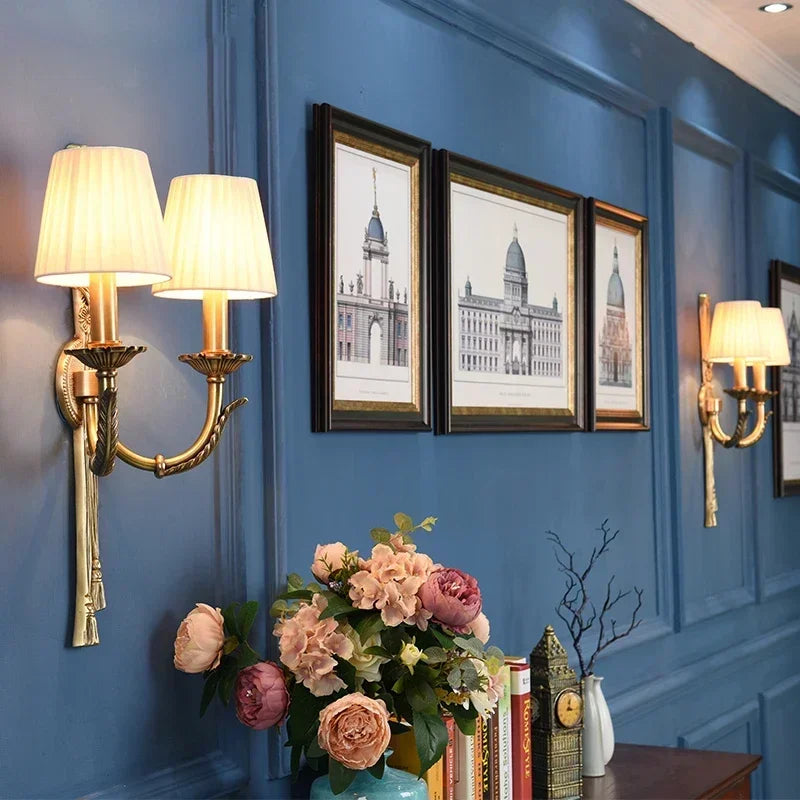 Afralia™ Retro Copper Two Arm Wall Lamp for Indoor Lighting Fixture