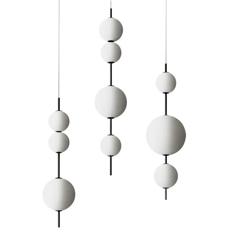 Afralia™ Glass Ball Chandelier Pendant Lamp for Kitchen Island, Designer Vertical Hanging Light
