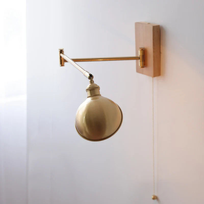 Afralia™ Canopy LED Wall Light, Walnut Ash Wood, Pull Chain Switch, Left Right Rotate