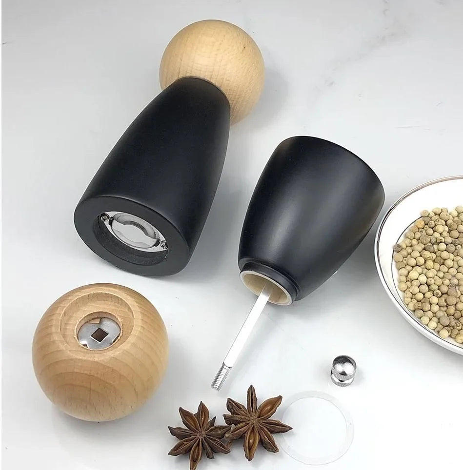 Afralia™ Wooden Ceramic Core Pepper Grinder | Japanese Style Kitchen Manual Pepper Grinding