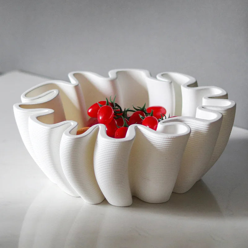 Afralia™ Geometric Striped Fruit Plate Tray for Home Decor & Storage