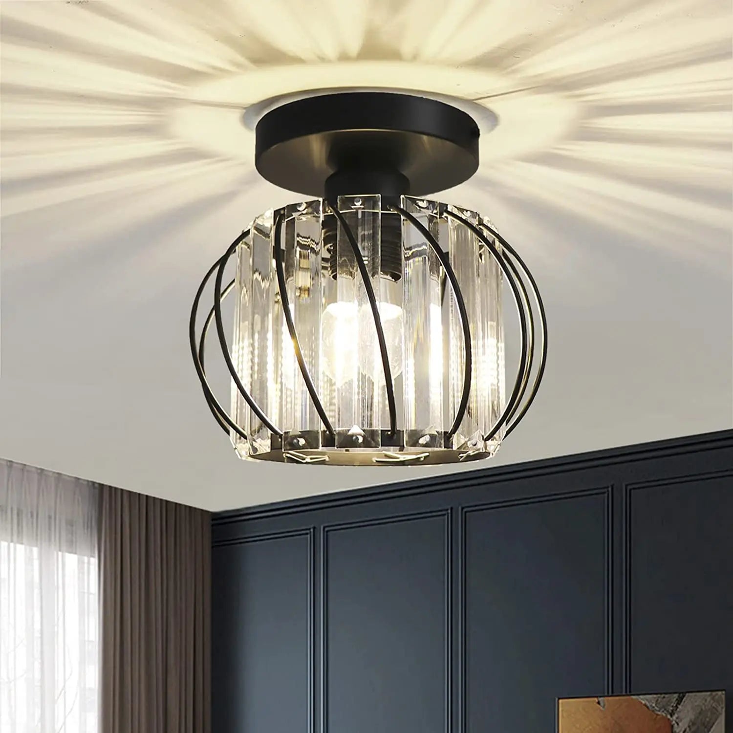Afralia™ Modern Industrial LED Crystal Ceiling Light for Kitchen Hallway Dining Living Room