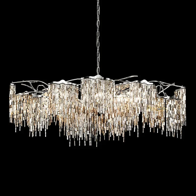 Afralia™ Modern Steel LED Chandelier: Elegant Living Room Lighting Fixture