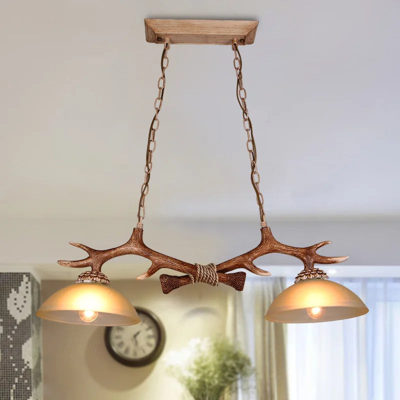 Afralia™ Retro Antlers Chandelier: Resin Restaurant and Cafe LED Lighting Fixture