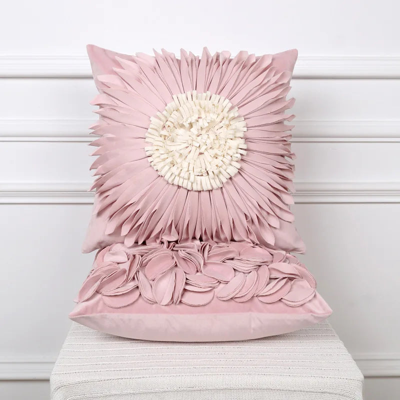 Afralia™ Daisy Sunflower Plush Pillowcase 3D Floral Velvet Cushion Cover Home Decor