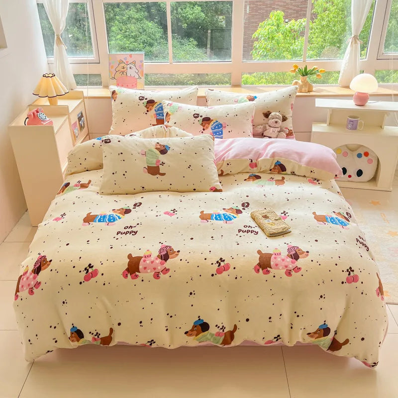 Afralia™ Soft Flannel Comforter Cover: Cute Pattern, Skin-Friendly for Warm, Cozy Sleep