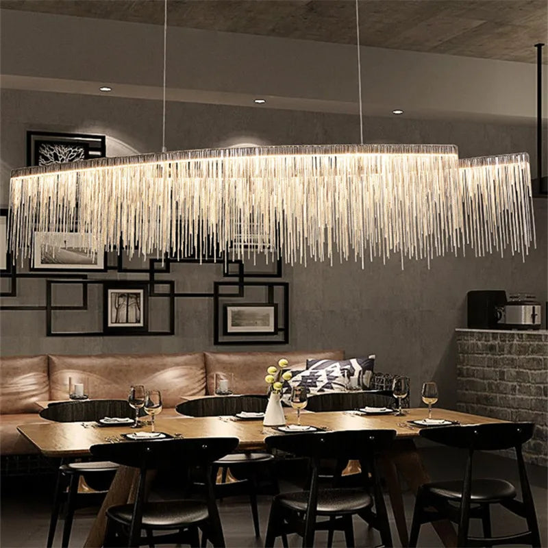 Afralia™ Tassel Chain Chandelier: Postmodern Luxury Lighting for Living Room, Bedroom, Hotel, Dining Table