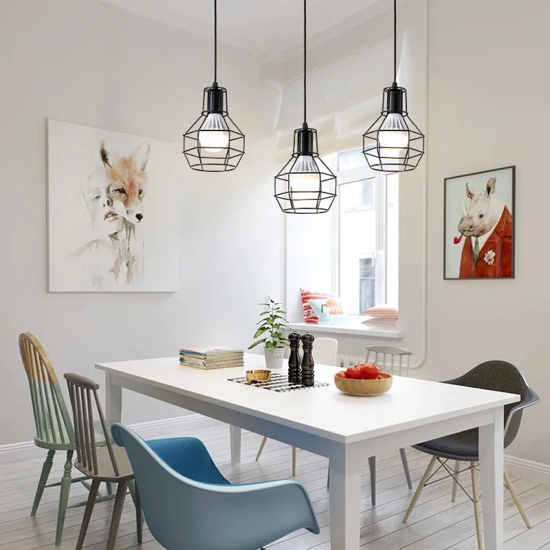 Afralia™ Vintage Iron Cage Pendant Lamp - Rustic Chandelier for Industrial Villa Decor