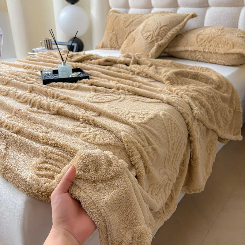 Afralia™ Luxe Chiffon Butterfly Jacquard Throw: Soft & Cozy Blanket for Couch or Bed