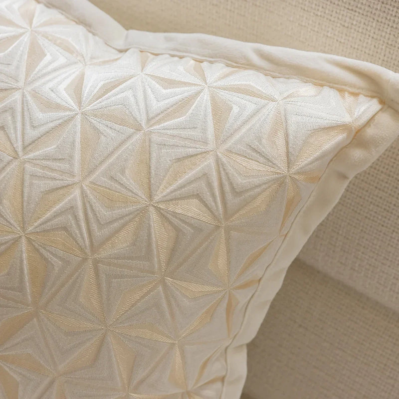 Afralia™ Geometric Lines Embroidered Cushion Cover - Light Luxury Home Decor