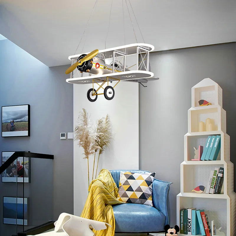 Afralia™ Children's Aircraft LED Chandelier for Boys Room,False