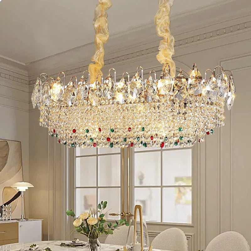 Afralia™ French Crystal Chandelier Creamy Style Modern Living Room Lighting