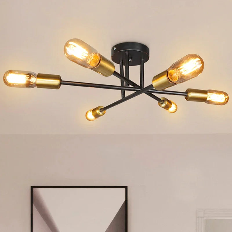 Afralia™ Vintage Chandelier - American Country Decor Brushed Antique Gold