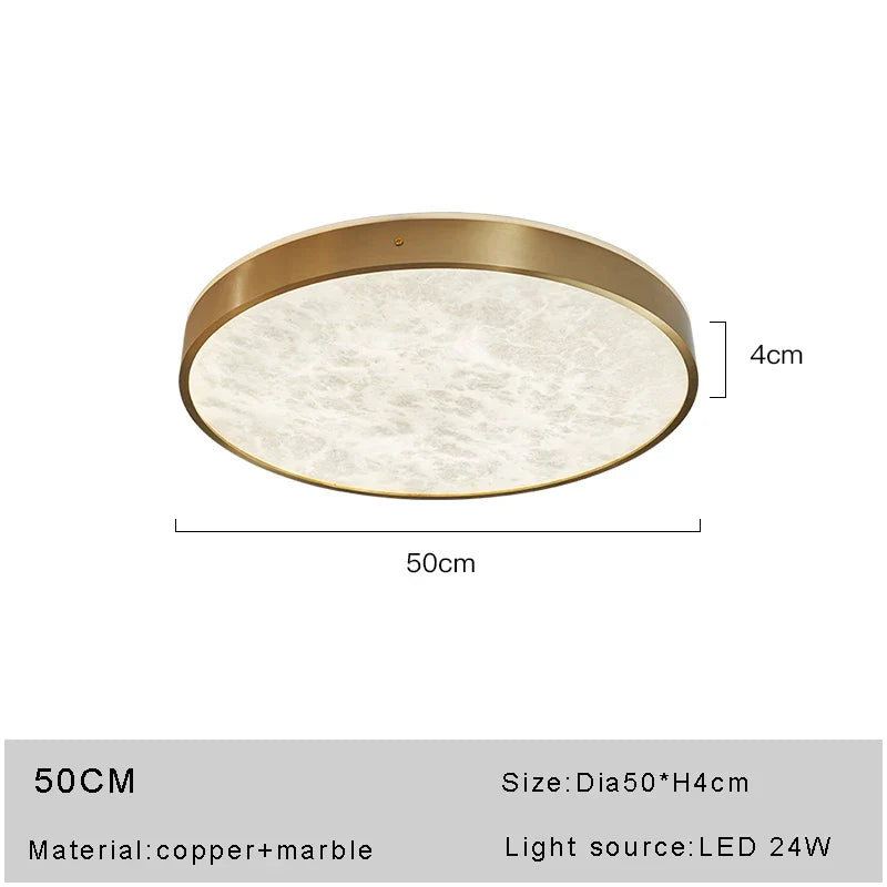 Afralia™ Round Marble Stone Ceiling Lights Elegant Copper Fixture