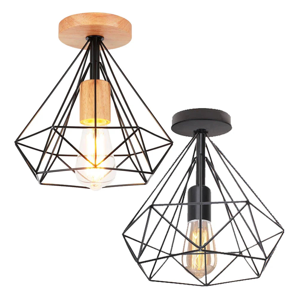 Afralia™ Retro LED Ceiling Light: Industrial Vintage Fixture for Bedroom, Porch, Aisle - E27 Metal Cage
