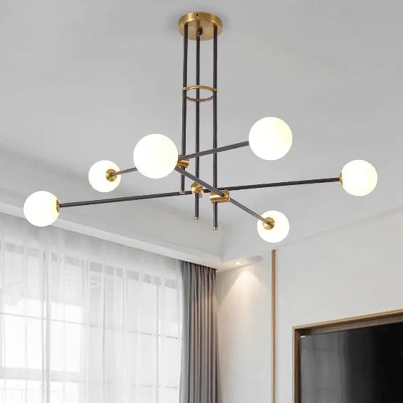 Afralia™ Nordic Black Glass Chandelier Ceiling Light Fixture for Modern Living Room Dining Room Decor