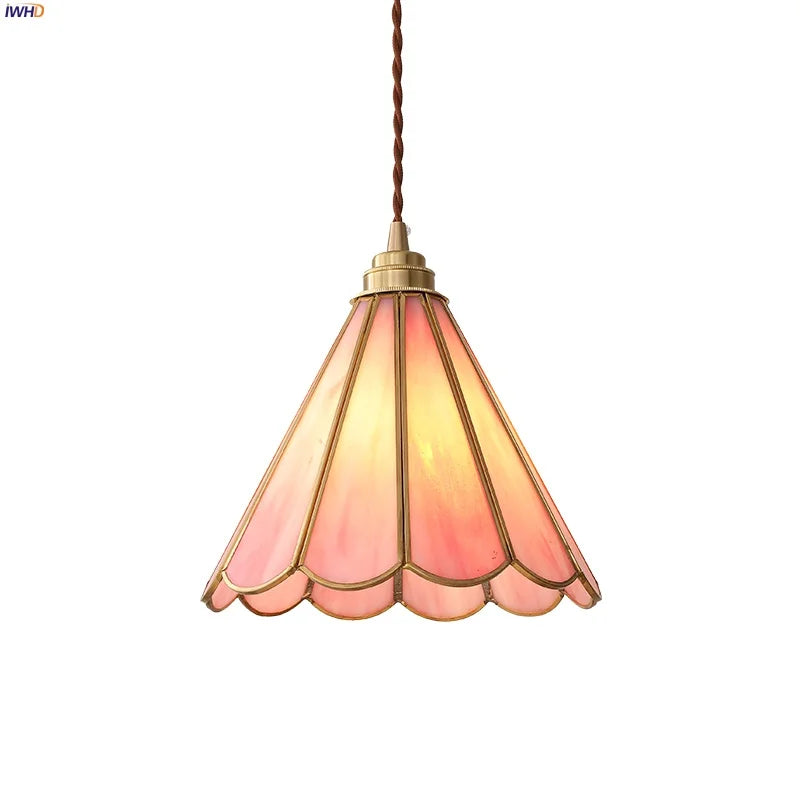 Afralia™ Pink Glass Flower Pendant Lamp - Adjustable LED Hanging Light for Home Decor