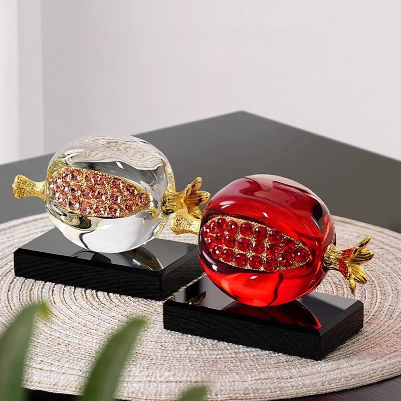 Afralia™ Crystal Pomegranate Figurine | Transparent Fruit Sculpture for Home Decoration