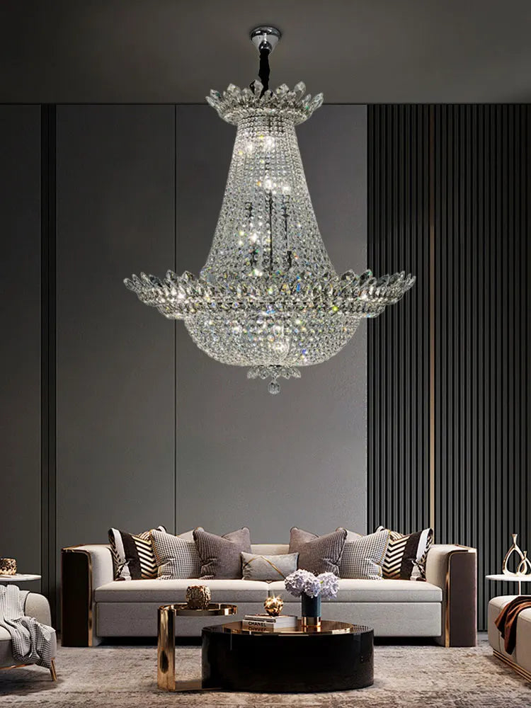 Afralia™ K9 Crystal Chrome LED Chandelier for Trendy Living Room Lighting