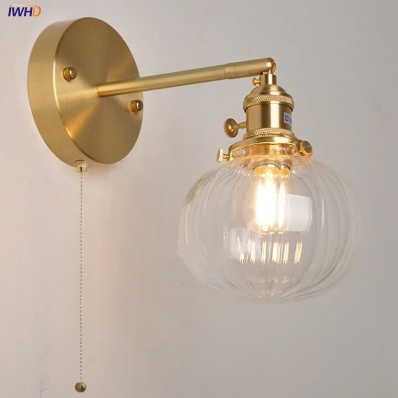 Afralia™ Nordic LED Glass Wall Light with Switch Bedside Lamp
