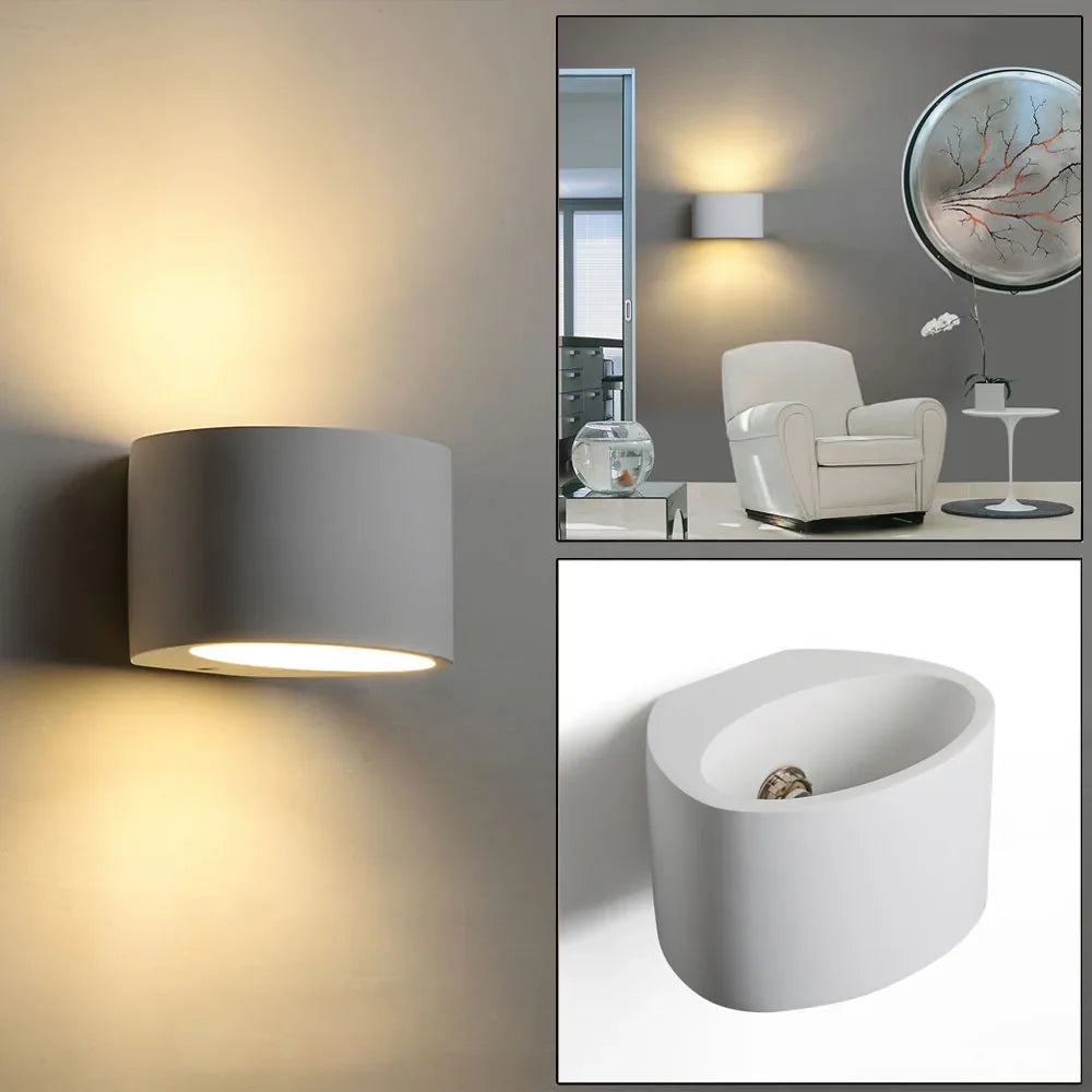 Afralia™ Nordic Plaster Wall Lights Up&Down Wall Sconce for Bedroom Reading White Home Lighting