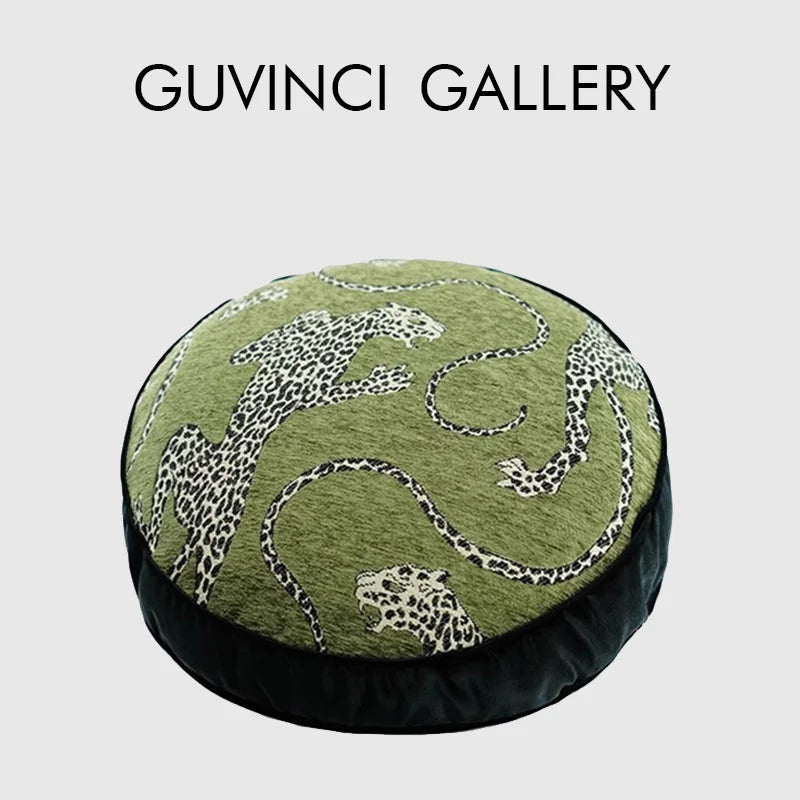 Afralia™ Wild Luxury Panther Embroidered Round Throw Pillow - Green