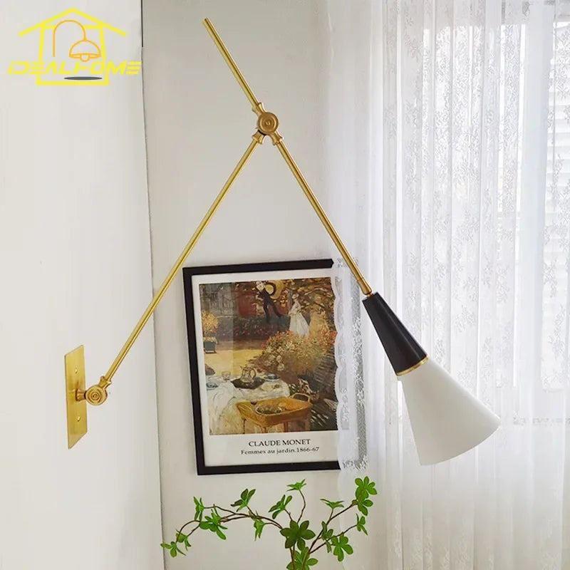 Afralia™ Athena Black/Gold Lustre LED Swing Arm Wall Lamp - E27 Kitchen Island Sofas Cafe