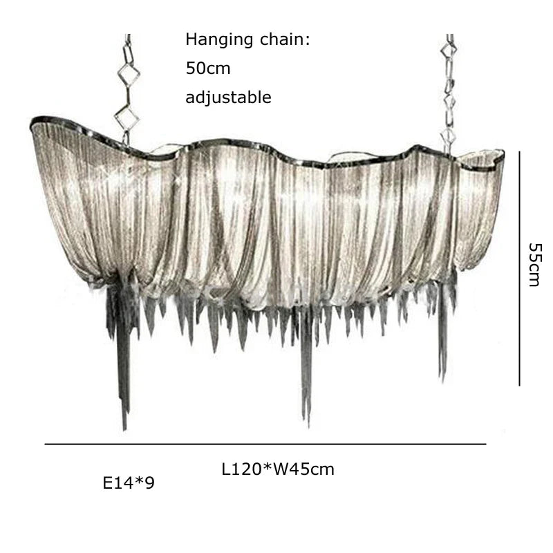 Afralia™ Gold Tassel Chain Chandelier LED Hanging Lamp Lustres for Dining Room