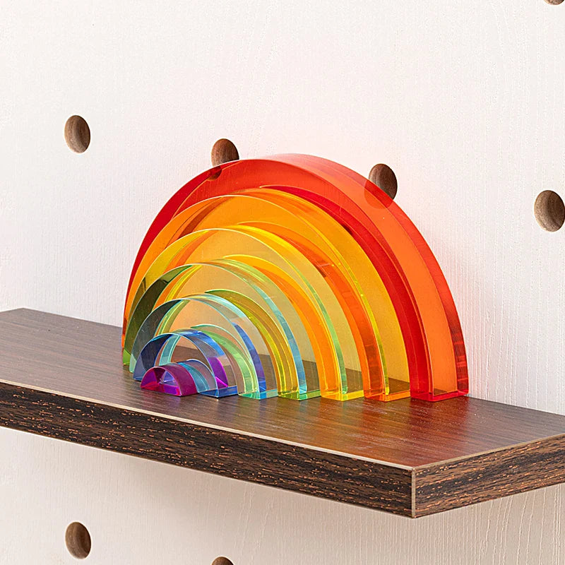 Afralia™ Rainbow Acrylic Sculpture DIY Blocks Home Decor Figurines