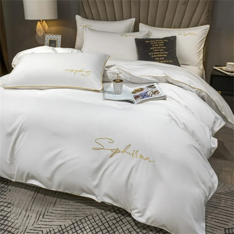 Afralia™ Premium Embroidered Duvet Cover Set Queen King Size Soft Comforter Cover