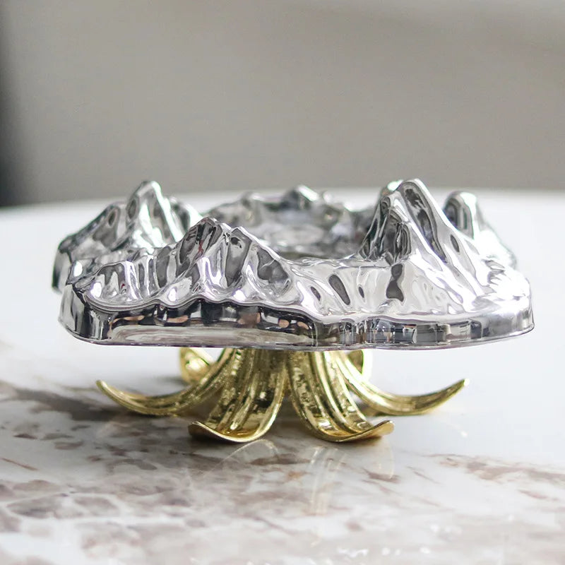 Afralia™ High-Leg Iceberg Tray Desktop Organizer Decor Ashtray Candy Plate