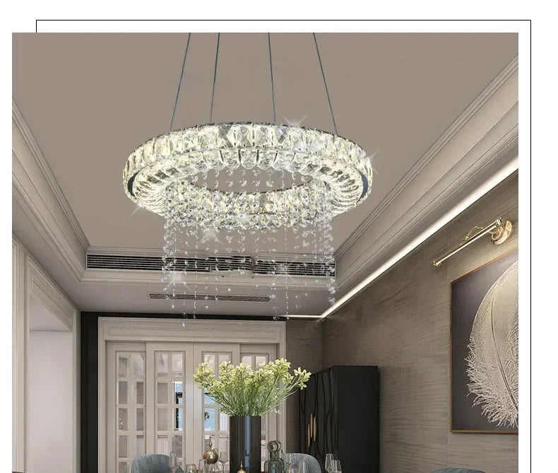 Afralia™ Crystal LED Chandeliers: Dimmable Smart Lighting for Dining, Kitchen, Living Room