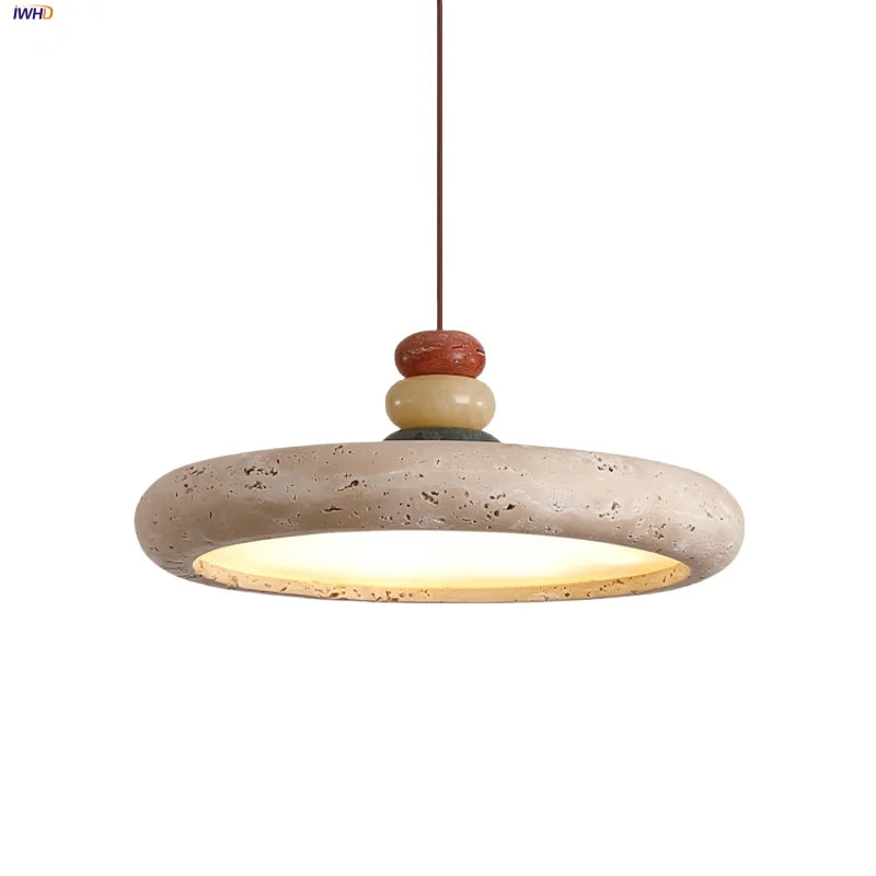 Afralia™ Yellow Travertine LED Pendant Lamp for Dining Room, Kitchen & Reading