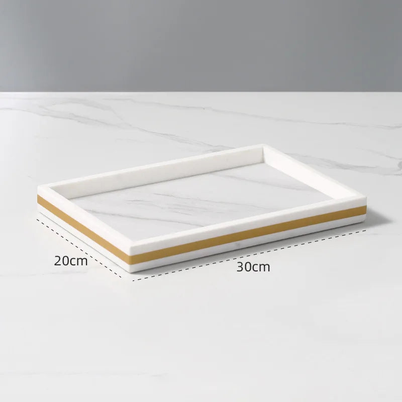 Afralia™ Volakas White Marble Bathroom Set Luxury Bath Accessories Gold Accents