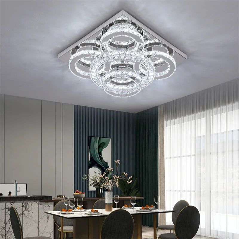 Afralia™ Crystal LED Ceiling Chandelier: Elegant 3-Side Nordic Indoor Light for Living Room