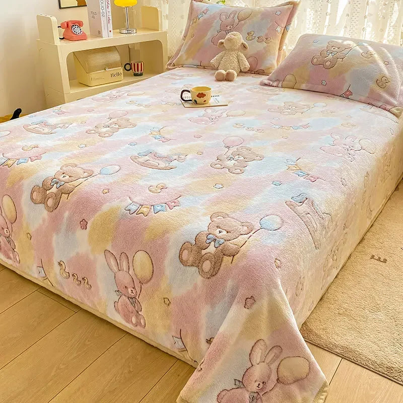 Afralia™ Cartoon Flannel Blanket: Cozy All-Season Sofa Cover & Bed Sheet