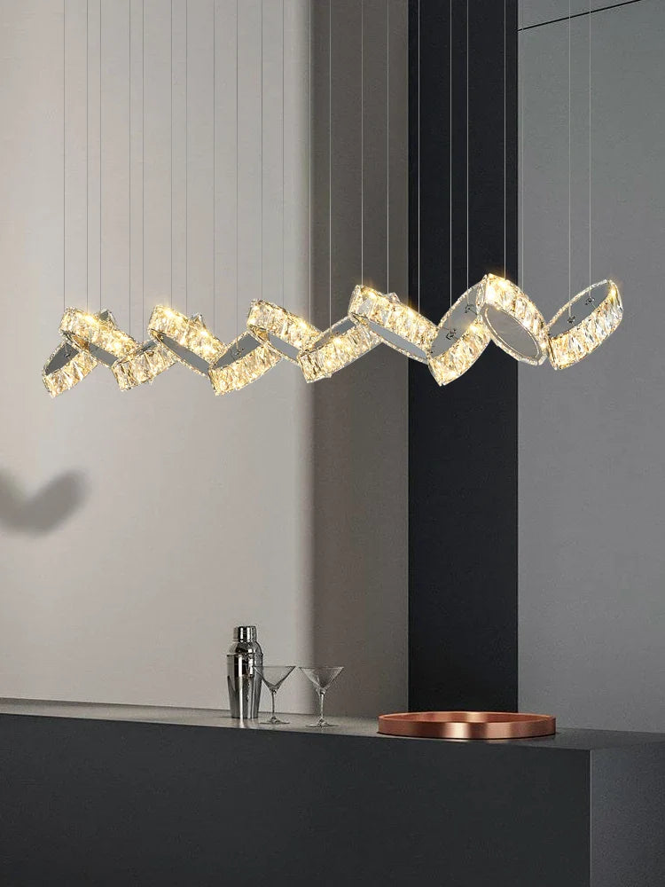 Afralia™ Luxury Crystal Ceiling Pendant LED Chandelier with Remote Control