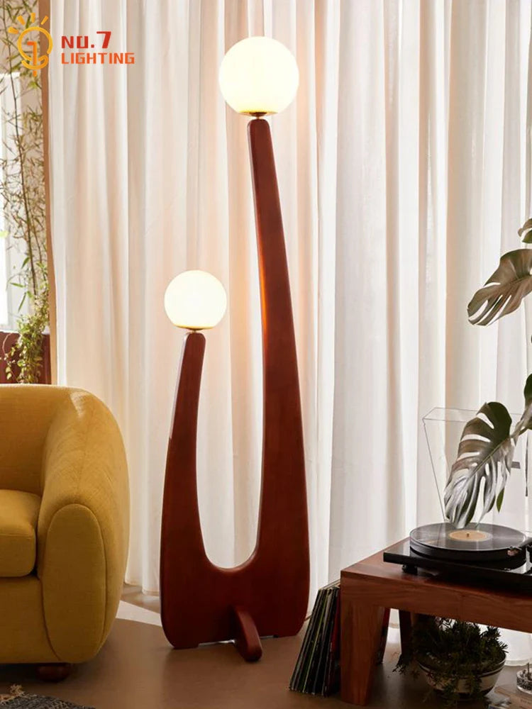 Afralia™ Solid Wood Floor Lamp LED E27 Corner Stand Light Vintage Design Home Decor